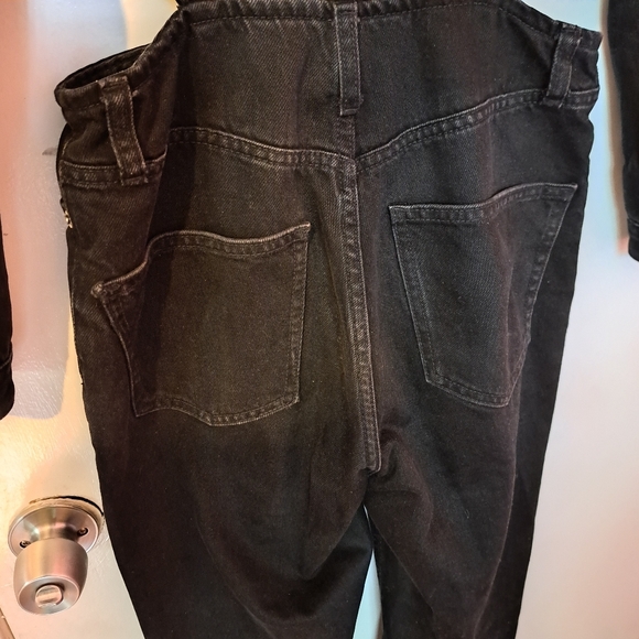 Zara size S Black cutout denim jumpsuit long sleeve - Picture 8 of 9